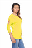 Fabpoppy Casual 3/4 Sleeve Solid Women's Top