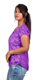 Fabpoppy Casual Puff Sleeve Printed Women's Purple Top