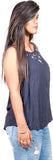 Fabpoppy Casual Sleeveless Solid Women's Blue Top