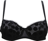 Peches by Peches - Polyamide Black Polka Dots Demicup Semi Padded Underwired Women's Balconette Bra