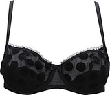 Peches by Peches - Polyamide Black Polka Dots Demicup Semi Padded Underwired Women's Balconette Bra