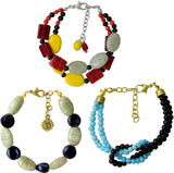 Kenway Retail Glass, Metal Brass, Silver Bracelet Set