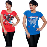 Fine Colors Printed Women's Round Neck T-Shirt