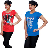 Fine Colors Printed Women's Round Neck T-Shirt