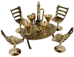 Unique Design Handcrafted Brass Mini Chair Table Set Showpiece  -  10 cm