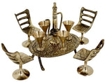 Unique Design Handcrafted Brass Mini Chair Table Set Showpiece  -  10 cm