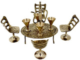 Unique Design Handcrafted Brass Mini Chair Table Set Showpiece  -  10 cm
