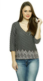 Fusion Mela Casual 3/4 Sleeve Printed Women's Top