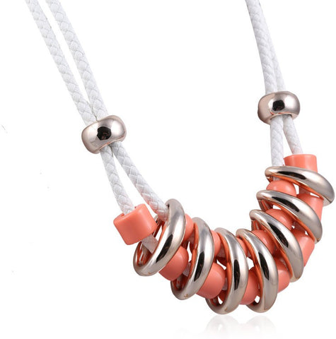Vastradi Orange & Goldend Beads Brass Necklace