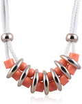 Vastradi Orange & Goldend Beads Brass Necklace