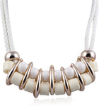 Vastradi White & Golden Beads Brass Necklace