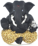 Services Junction Beautiful Black and Golden color Diamond Ganesh idol for Pooja Showpiece  -  5 cm
