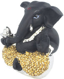 Services Junction Beautiful Black and Golden color Diamond Ganesh idol for Pooja Showpiece  -  5 cm