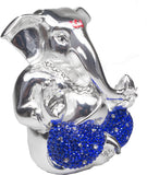 Services Junction Beautiful Silver Plated Blue Pitamber With White color Diamond Ganesh Idol For Office Desk Showpiece  -  7 cm