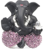 Services Junction Beautiful Black and Purple color Diamond Ganesh idol For Gift Showpiece  -  5 cm