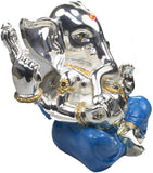 Services Junction Silver Plated Ganesh Idol with Blue Pitamber For Office & Car Showpiece  -  10 cm