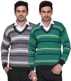 Grand Bear Striped V-neck Casual Men's Sweater