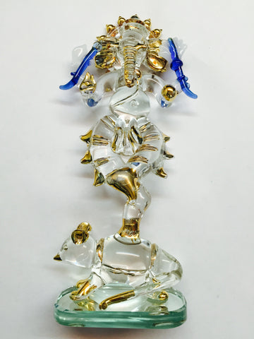 Advent Crafts Glass Chuha Ganesha Showpiece  -  20 cm