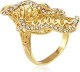 GB Jewellery Artistic Alloy Cubic Zirconia Yellow Gold Ring