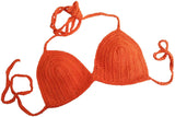 Knot in Love by Disha Chadha - Sunset Orange Hand Crocheted Bikini Top Women's Plunge, Bralette Bra