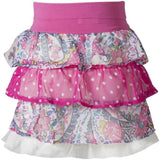 Sera Printed Girl's Gathered Pink Skirt