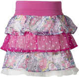 Sera Printed Girl's Gathered Pink Skirt