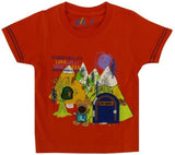 Globe Graphic Print Baby Boy's Round Neck Orange T-Shirt