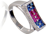 Rakam Gold Sapphire, Diamond 14K White Gold 14 K Ring