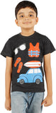 BIKER BOYS Printed Boy's Round Neck Grey T-Shirt