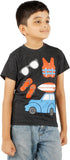 BIKER BOYS Printed Boy's Round Neck Grey T-Shirt
