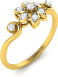 Ciemme 0.11 CT Fashion Women's Flower Promise Yellow Gold Diamond 18 K Ring