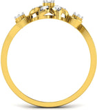 Ciemme 0.11 CT Fashion Women's Flower Promise Yellow Gold Diamond 18 K Ring