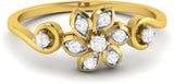 Ciemme 0.11 CT Fashion Women's Flower Promise Yellow Gold Diamond 18 K Ring