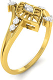 Ciemme 0.11 CT Fashion Twisted Marquise Shape Women's Promise Yellow Gold Diamond 18 K Ring