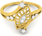 Ciemme 0.11 CT Fashion Twisted Marquise Shape Women's Promise Yellow Gold Diamond 18 K Ring