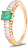 Rakam Gold Emerald, Diamond 18 K Ring