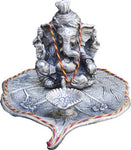 Bharatcraft Lord Ganesha with Diya on Leaf Showpiece  -  10.16 cm