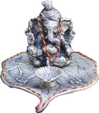 Bharatcraft Lord Ganesha with Diya on Leaf Showpiece  -  10.16 cm