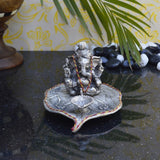 Bharatcraft Lord Ganesha with Diya on Leaf Showpiece  -  10.16 cm