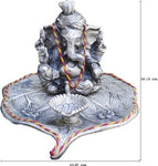 Bharatcraft Lord Ganesha with Diya on Leaf Showpiece  -  10.16 cm