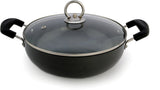 Metallino Hard Anodised WGlass Lid Kadhai 3.5 L