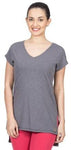 VRTYA Casual Short Sleeve Solid Women's Grey Top