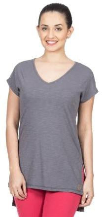 VRTYA Casual Short Sleeve Solid Women's Grey Top