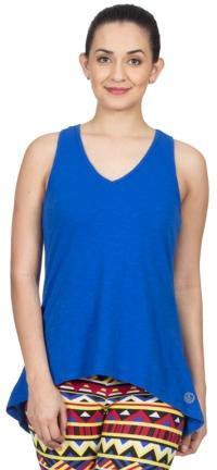 VRTYA Casual Sleeveless Solid Women's Blue Top