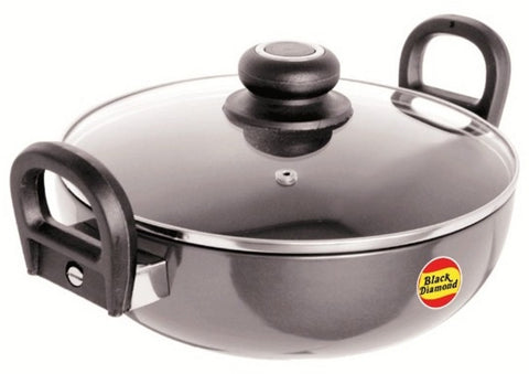Black Diamond Non Stick Kadhai with Glass Lid 24 cm Kadhai
