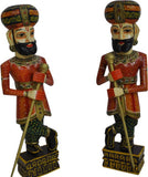 Lal Haveli Rajasthani Wooden Crafted Unique Chowkidar Statues Wooden Darwam Showpiece  -  50.8 cm