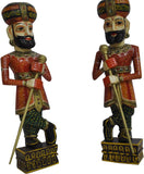 Lal Haveli Rajasthani Wooden Crafted Unique Chowkidar Statues Wooden Darwam Showpiece  -  50.8 cm
