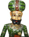 Lal Haveli Antique Indian Home Decor Handmade Painted Pair of Wooden Sculpture / Statue of Door Keeper Showpiece  -  76.2 cm