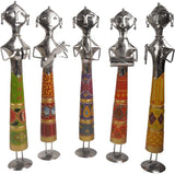 Lal Haveli Beautiful Attractive Hand Painted Decorative Iron Wood Musician 5 Pcs Set Showpiece  -  55.88 cm