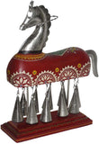 Lal Haveli Beautifully crafted and painted Horse with bells Showpiece  -  33 cm